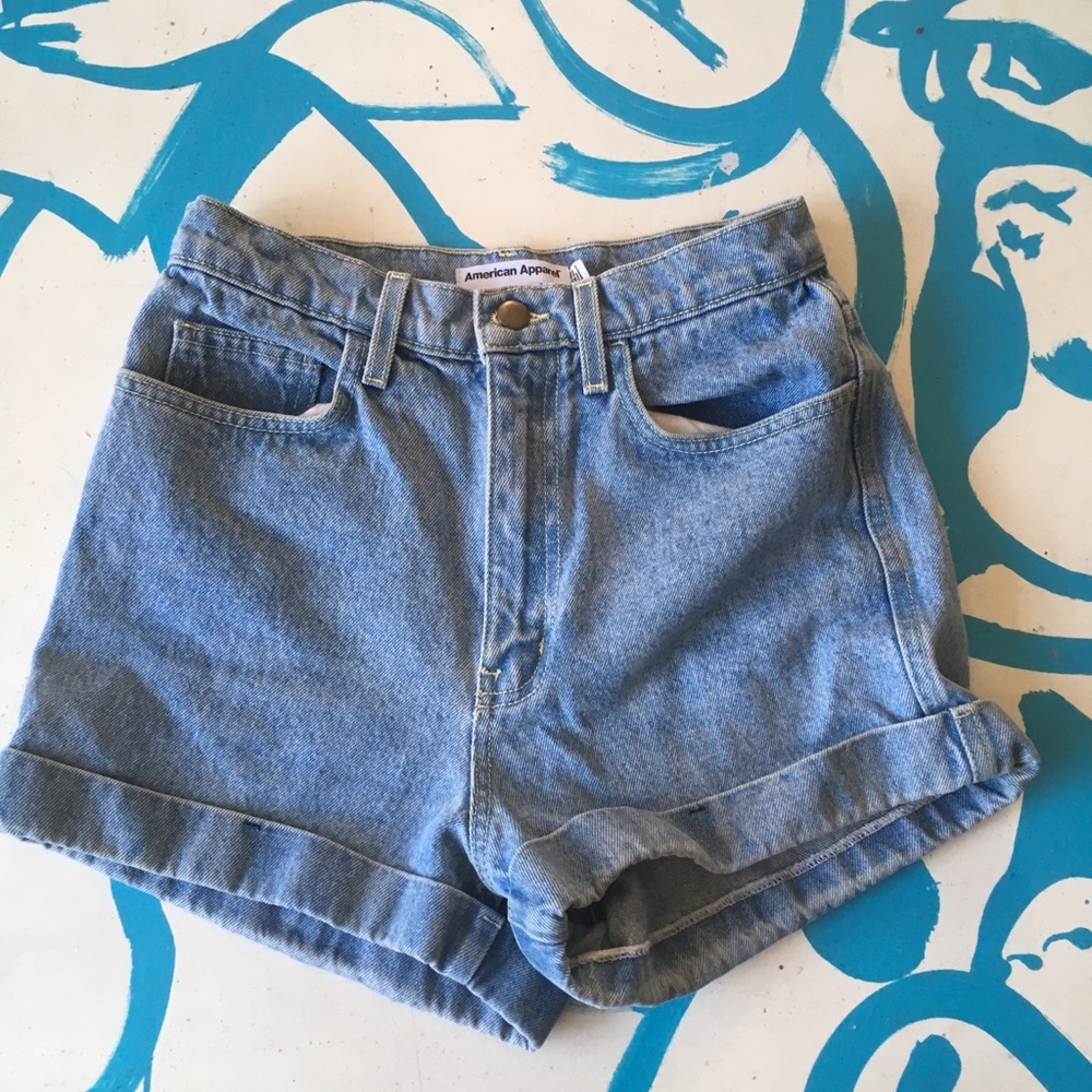 American Apparel high waisted jean short shorts